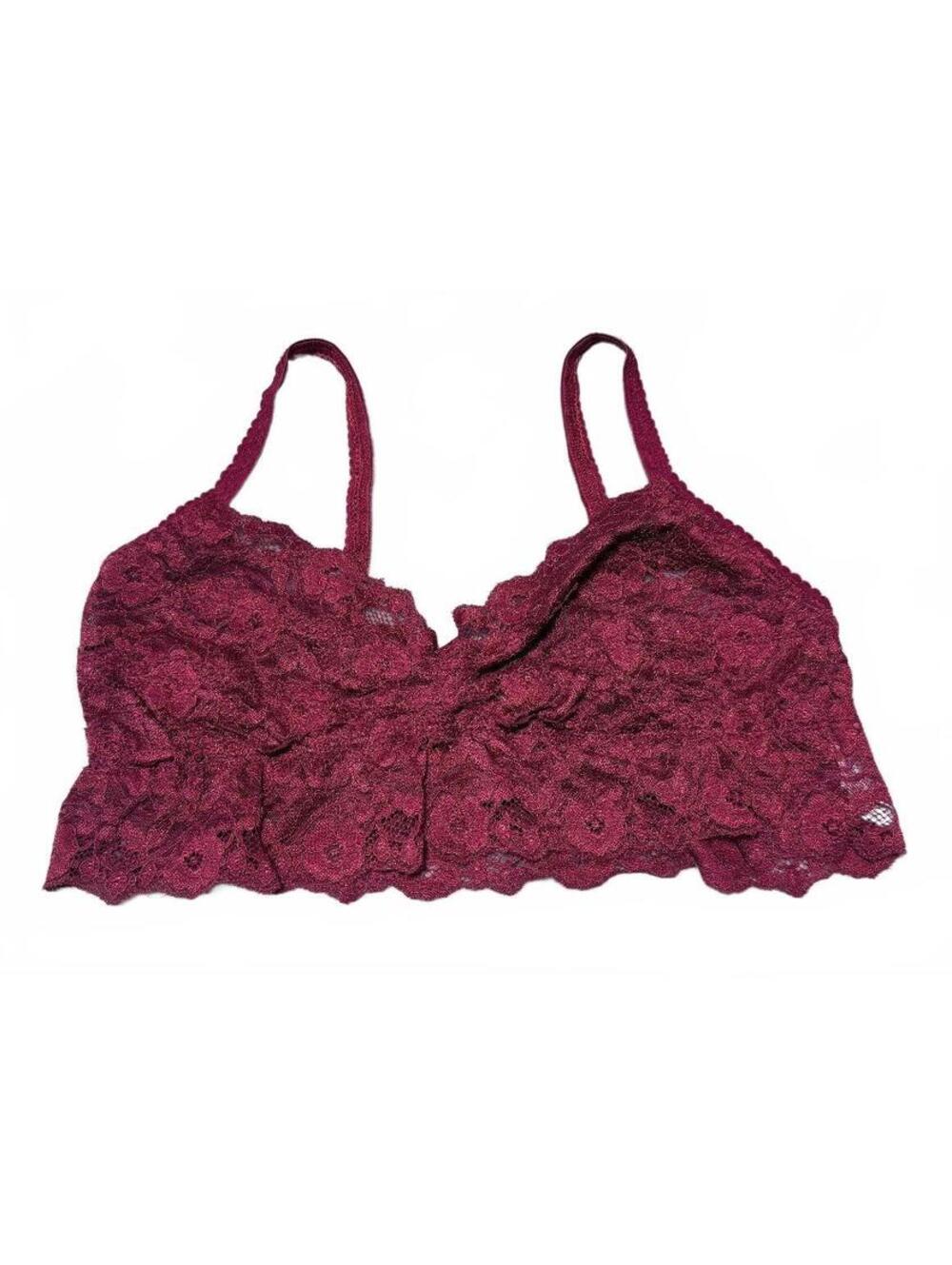 Vintage Flawless Brand Lace Bralette Top Burgundy Wine (L) Lingerie Sexy